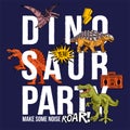 DINOSAUR PARTY funny print design Royalty Free Stock Photo